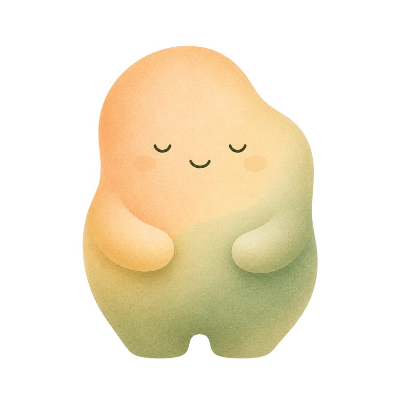 Medi, a soft peach-and-green wellness companion